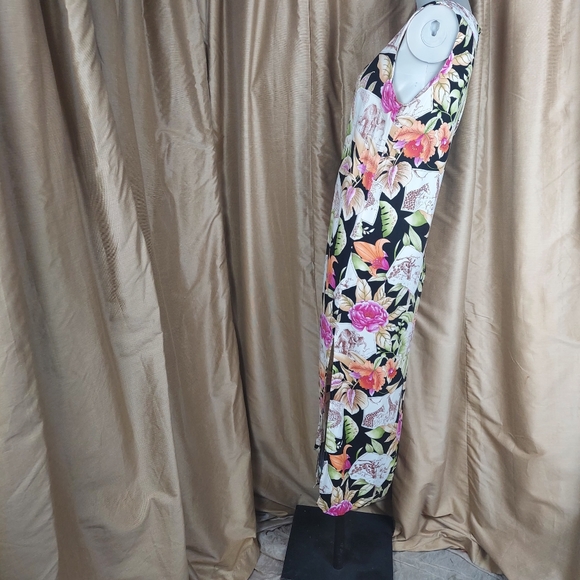 Vintage Caroline Kendrick black jungle print maxi dress size 10 - Picture 3 of 11